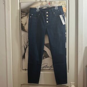 NWT Tahari Amelia button fly skinny Dark Blue Jeans SIZE 8/29